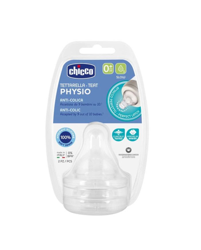 Chicco Physioring Succhietto In Silicone, 2 Pezzi, Giallo, 4+ Mesi, Tettina Ortodontica Attiva Per Lo Sviluppo Orale