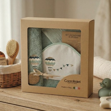 Mini Coccole Box Balloon Coccolissimi | Set Bagnetto Neonato in Cotone
