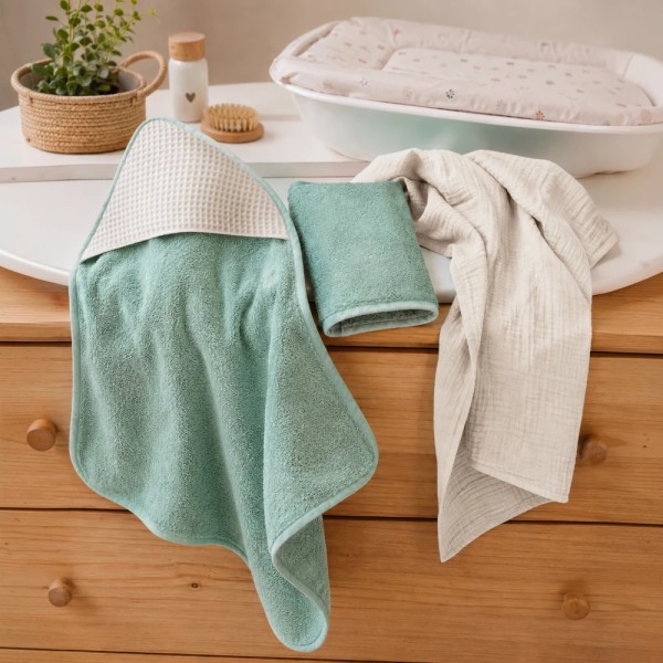 Mini Coccole Box Linear Coccolissimi | Set Bagnetto Neonato in Cotone
