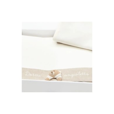 Set Lenzuola 3pz Tato Ecrù Nanan 100% Cotone per Lettino e Carrozzi