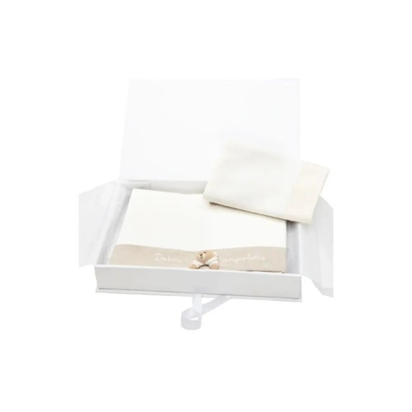 Set Lenzuola 3pz Tato Ecrù Nanan 100% Cotone per Lettino e Carrozzi