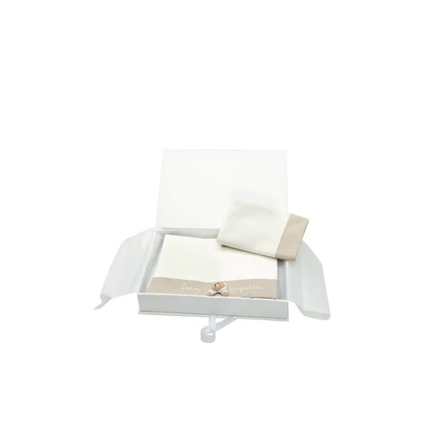 Set Lenzuola 3pz Tato Ecrù Nanan 100% Cotone per Lettino e Carrozzi