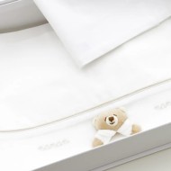 Set Lenzuola 3pz Tato Bianco Nanan 100% Cotone per Lettino e Carrozina