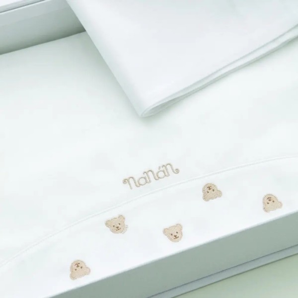 Set Lenzuola 3pz Tato Teddy Nanan 100% Cotone per Lettino e Carrozzina