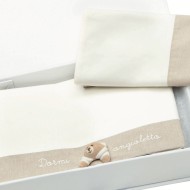 Set Lenzuola 3pz Tato Ecrù Nanan 100% Cotone per Lettino e Carrozzi