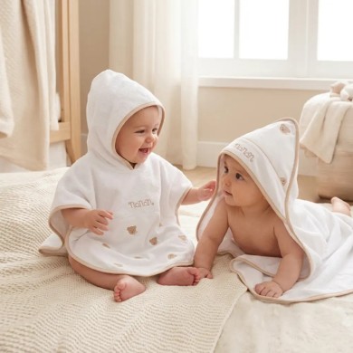 Accappatoio poncho Teddy Tato Nanan in cotone 2-4 anni