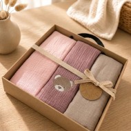 Tris di Mussole Teddy Coccolissimi | Set 3 Mussole Neonato 100% Cotone